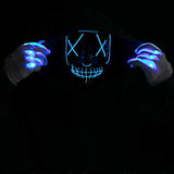 Halloween Led Mask Light Up Scary Mask and Gloves with 3 Lighting Modes for Halloween Cosplay Costume and Party Supplies