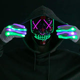 Halloween Led Mask Light Up Scary Mask and Gloves with 3 Lighting Modes for Halloween Cosplay Costume and Party Supplies