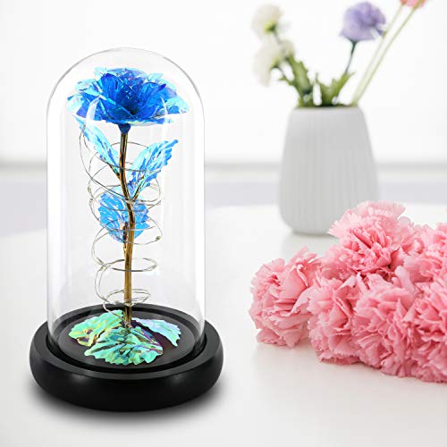 Valentines Day Gifts For Her,Valentines Rose Flower Gifts For Women,Valentines Gifts Birthday Gifts,Valentine's Day Roses Gifts For Mom Girlfriend Wife,Colorful Rainbow Light Up Rose In A Glass Dome