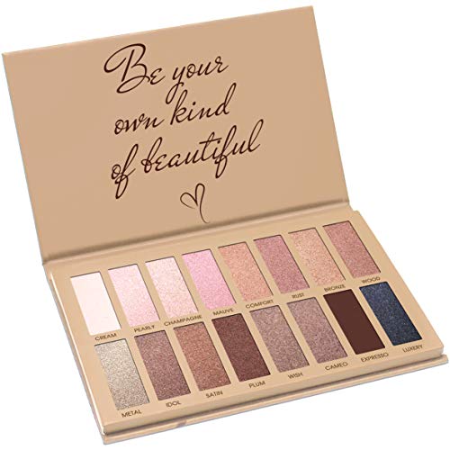 Best Pro Eyeshadow Palette Makeup - Matte + Shimmer 16 Colors - Highly Pigmented - Professional Nudes Warm Natural Bronze Neutral Smoky Cosmetic Eye Shadows - Lamora Exposed