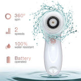 Fancii Waterproof Facial Cleansing Spin Brush Set with 3 Exfoliating Brush Heads - Complete Face Spa System - Advanced Microdermabrasion for Gentle Exfoliation and Deep Scrubbing (Aqua)