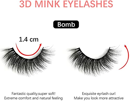 False Eyelashes 5 Pairs Reusable 3D Mink Lashes Handmade Natural Thick Fake Eyelashes Contains Stainless Steel Eyelash Tweezers