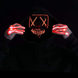 Halloween Led Mask Light Up Scary Mask and Gloves with 3 Lighting Modes for Halloween Cosplay Costume and Party Supplies