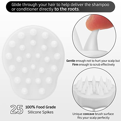 FREATECH Scalp Massager Shampoo Brush with Soft & Flexible Silicone Bristles for Hair Care and Head Relaxation, Ergonomic Scalp Scrubber/Exfoliator for Dandruff Removal and Hair Growth, Pink