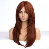 HAIRCUBE Long Blonde Wigs for Women Synthetic Hair Wig with Fringe Ombre Color