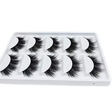 False Eyelashes, 3D Faux Mink Fake Eyelashes Handmade Dramatic Thick Crossed Cluster False Eyelashes Black Nature Fluffy Long Soft Reusable(5 Pairs)