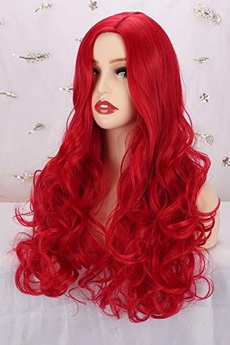 colorful panda Long Pink Wigs for Women Natural Synthetic Hair Ombre Pink Wig with Dark Roots Synthetic Wig Loose Wavy Wigs Heat Resistant 26 Inches