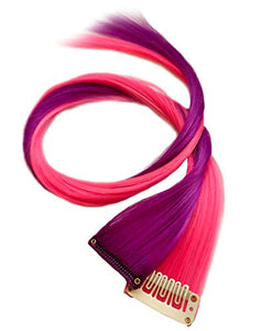 Rhyme Colored Hair Extensions Clip in For Girls Kids Women Hair Accessories Wig Hairpieces Christmas Halloween Gift birthday Cosplay Hairstyles 8 Pieces (Pink Purple Blue Teal)