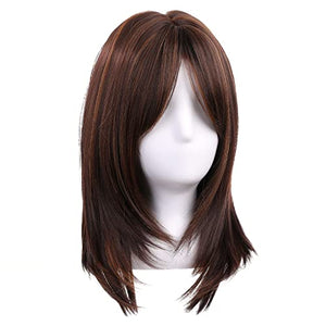 HAIRCUBE Long Blonde Wigs for Women Synthetic Hair Wig with Fringe Ombre Color