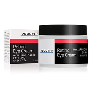 YEOUTH Retinol Eye Cream, Anti-Aging Eye Cream w/Hyaluronic Acid, Tripeptide Complex & Green Tea - Moisturize, Brighten, Soothe, Protect & Reduce Fine lines, Wrinkles, Dark Circles & Puffiness (1oz)