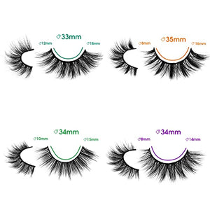 JIMIRE 16 Pairs False Eyelashes Fluffy Volume Natural Fake Lashes 3D Faux Mink Lashes Pack