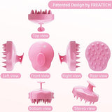 FREATECH Scalp Massager Shampoo Brush with Soft & Flexible Silicone Bristles for Hair Care and Head Relaxation, Ergonomic Scalp Scrubber/Exfoliator for Dandruff Removal and Hair Growth, Pink