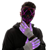 Halloween Led Mask Light Up Scary Mask and Gloves with 3 Lighting Modes for Halloween Cosplay Costume and Party Supplies