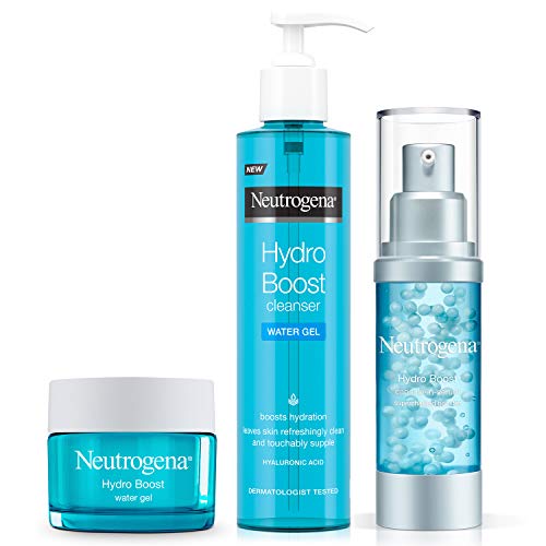 Neutrogena Hydro Boost Series, 3-Step Facial Regime, Hydration Starter Set and Skin Care Kit (Cleanser + Moisturiser + Booster), Saving Bundle