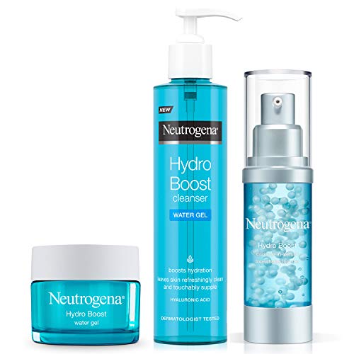 Neutrogena Hydro Boost Series, 3-Step Facial Regime, Hydration Starter Set And Skin Care Kit (Cleanser + Moisturiser + Booster), Saving Bundle