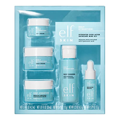 e.l.f. SKIN Hydrated Ever After Skincare Mini Kit, Cleanser, Makeup Remover, Moisturiser & Eye Cream For Hydrating Skin, TSA-friendly Sizes
