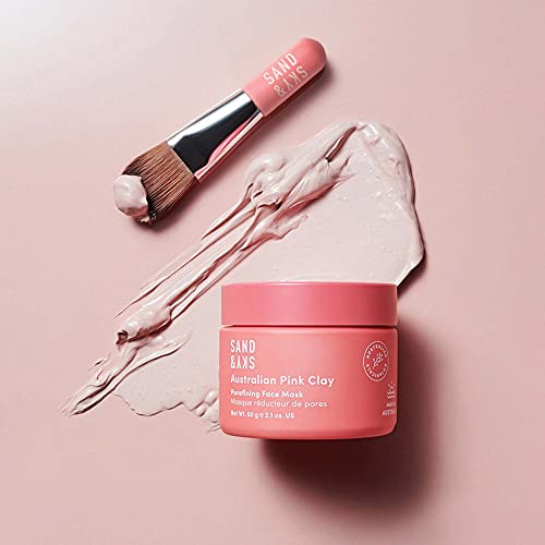 Sand & Sky Australian Pink Clay Mask Set - Pink Clay Face Mask & Facial Brush Applicator Gift Set | Facial mask for Pore Minimizer & Acne Treatment