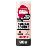 Original Source Vanilla Milk and Raspberry Shower Gel with 100% Natural Fragrance, Large Vegan Shower Gel, Paraben Free Body Shower Wash, Multipack of 6 x 500 ml