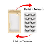 False Eyelashes 5 Pairs Reusable 3D Mink Lashes Handmade Natural Thick Fake Eyelashes Contains Stainless Steel Eyelash Tweezers