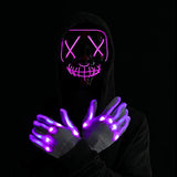 Halloween Led Mask Light Up Scary Mask and Gloves with 3 Lighting Modes for Halloween Cosplay Costume and Party Supplies