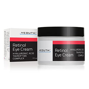 YEOUTH Retinol Eye Cream, Anti-Aging Eye Cream w/Hyaluronic Acid, Tripeptide Complex & Green Tea - Moisturize, Brighten, Soothe, Protect & Reduce Fine lines, Wrinkles, Dark Circles & Puffiness (1oz)