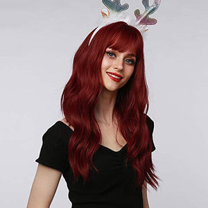 Esmee 24" Synthetic Wigs for Women Dark Roots Long Wig with Bangs Ombre Wavy Hair Realistic Simulation Scalp Middle Part