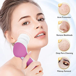 Face Spin Brush Facial Cleansing: Electric Exfoliator Exfoliating Spinning Silicone Skincare Cleanse Washer Cleanser Rotating Skin Care Spa System Machine Device for Women Men Teenage Girls Gifts Set