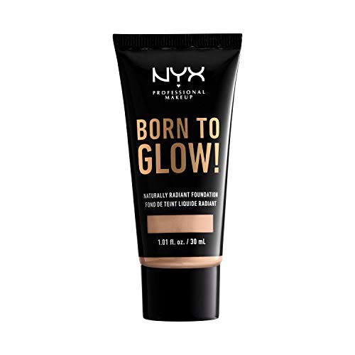 NYX Professional Makeup Born to Glow Radiant Foundation, Iridescent Finish, Buildable Medium Coverage, Vegan Formula, Shade: Natural