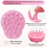 FREATECH Scalp Massager Shampoo Brush with Soft & Flexible Silicone Bristles for Hair Care and Head Relaxation, Ergonomic Scalp Scrubber/Exfoliator for Dandruff Removal and Hair Growth, Pink