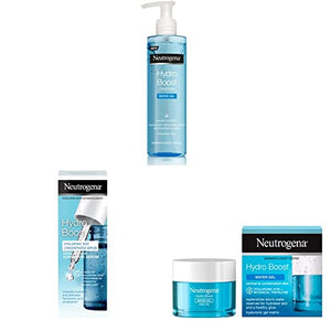 Neutrogena Hydro Boost Series, 3-Step Facial Regime, Hydration Starter Set and Skin Care Kit (Cleanser + Moisturiser + Booster), Saving Bundle