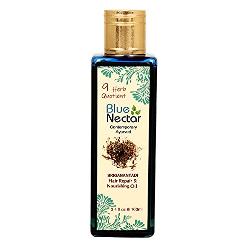 Blue Nectar Strong Hair, Healthy Scalp Oil. Rosemary Oil for Hair Growth with Coconut Oil for Hair, Bhringraj Oil, Amla & Sesame Oil. Ayurvedic Hair Oil for Dry Damaged Hair & Frizzy Hair (100 ml)