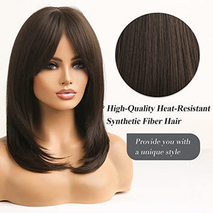 HAIRCUBE Long Blonde Wigs for Women Synthetic Hair Wig with Fringe Ombre Color