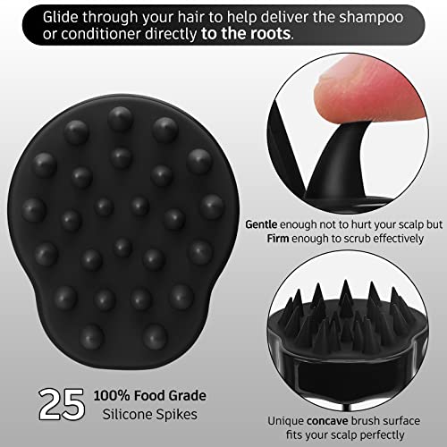 FREATECH Scalp Massager Shampoo Brush with Soft & Flexible Silicone Bristles for Hair Care and Head Relaxation, Ergonomic Scalp Scrubber/Exfoliator for Dandruff Removal and Hair Growth, Pink