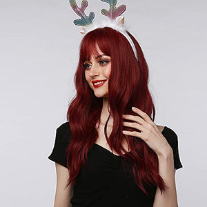 Esmee 24" Synthetic Wigs for Women Dark Roots Long Wig with Bangs Ombre Wavy Hair Realistic Simulation Scalp Middle Part