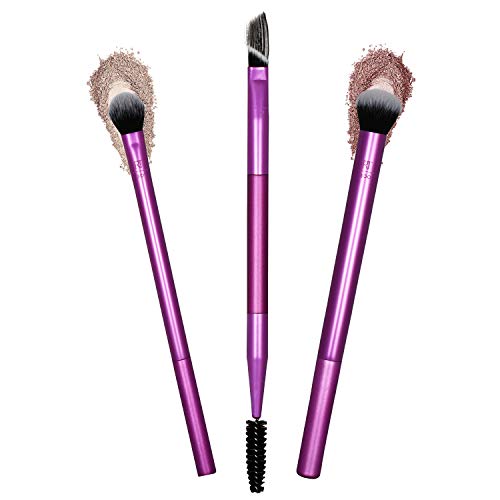 Real Techniques Eyeshadow Makeup Brush Set with Bonus Brow Brush, Easily Shade and Blend, 2 Count, Packaging and Handle Color May Vary