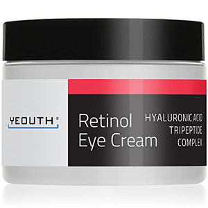 YEOUTH Retinol Eye Cream, Anti-Aging Eye Cream w/Hyaluronic Acid, Tripeptide Complex & Green Tea - Moisturize, Brighten, Soothe, Protect & Reduce Fine lines, Wrinkles, Dark Circles & Puffiness (1oz)