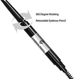 Brown Waterproof Eyebrow Pencil with Comb Brush, Automatic Retractable Brow Pen Colour Makeup Cosmetic Tool (Brown #4)