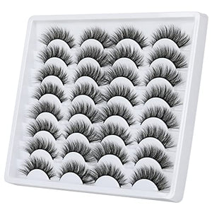 JIMIRE 16 Pairs False Eyelashes Fluffy Volume Natural Fake Lashes 3D Faux Mink Lashes Pack