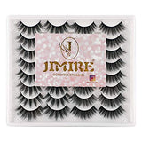 JIMIRE 16 Pairs False Eyelashes Fluffy Volume Natural Fake Lashes 3D Faux Mink Lashes Pack