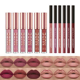 6 Matte Lipstick with 6 Lipliners Durable Lip Gloss Long-Lasting Non-Stick Cup Not Fade Waterproof High Pigmented Velvet Lipgloss Kit Beauty Cosmetics Makeup Gift for Girls Lipstick Set(12PCS)