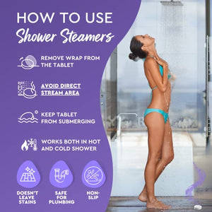 Cleverfy Shower Steamers Aromatherapy Christmas Gifts for Women - Pack of 6 Shower Bombs - Relaxation and Pamper Gifts for Women, Mum or Best Friend - Purple Gift Set with Lavender Essential Oils