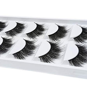 False Eyelashes, 3D Faux Mink Fake Eyelashes Handmade Dramatic Thick Crossed Cluster False Eyelashes Black Nature Fluffy Long Soft Reusable(5 Pairs)