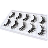 False Eyelashes, 3D Faux Mink Fake Eyelashes Handmade Dramatic Thick Crossed Cluster False Eyelashes Black Nature Fluffy Long Soft Reusable(5 Pairs)