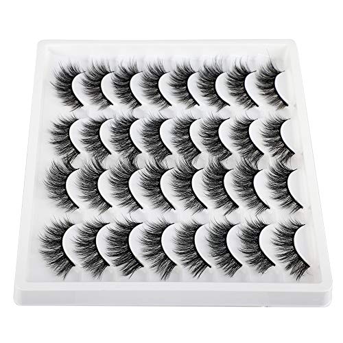 JIMIRE 16 Pairs False Eyelashes Fluffy Volume Natural Fake Lashes 3D Faux Mink Lashes Pack