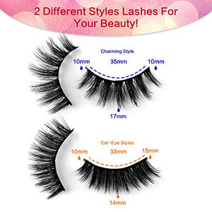 JIMIRE 16 Pairs False Eyelashes Fluffy Volume Natural Fake Lashes 3D Faux Mink Lashes Pack