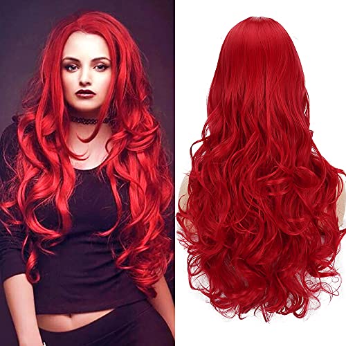 colorful panda Long Pink Wigs for Women Natural Synthetic Hair Ombre Pink Wig with Dark Roots Synthetic Wig Loose Wavy Wigs Heat Resistant 26 Inches