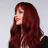 Esmee 24" Synthetic Wigs for Women Dark Roots Long Wig with Bangs Ombre Wavy Hair Realistic Simulation Scalp Middle Part