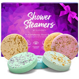 Cleverfy Shower Steamers Aromatherapy Christmas Gifts for Women - Pack of 6 Shower Bombs - Relaxation and Pamper Gifts for Women, Mum or Best Friend - Purple Gift Set with Lavender Essential Oils