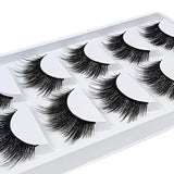 False Eyelashes, 3D Faux Mink Fake Eyelashes Handmade Dramatic Thick Crossed Cluster False Eyelashes Black Nature Fluffy Long Soft Reusable(5 Pairs)