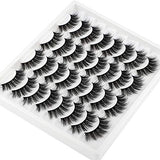 JIMIRE 16 Pairs False Eyelashes Fluffy Volume Natural Fake Lashes 3D Faux Mink Lashes Pack